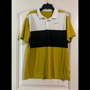 Nike golf polo gold black and white